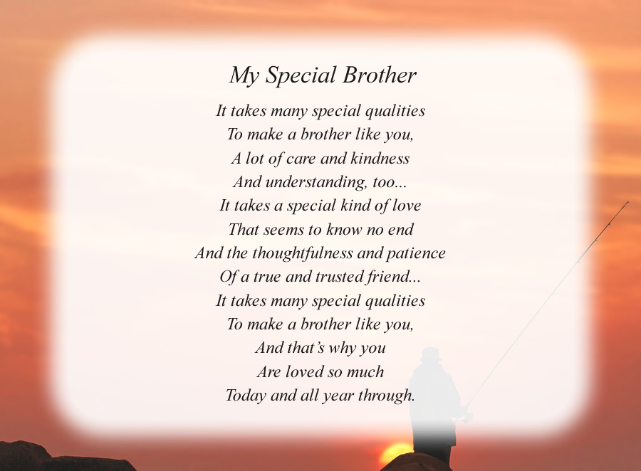 My Special Brother poem with the Fisherman background