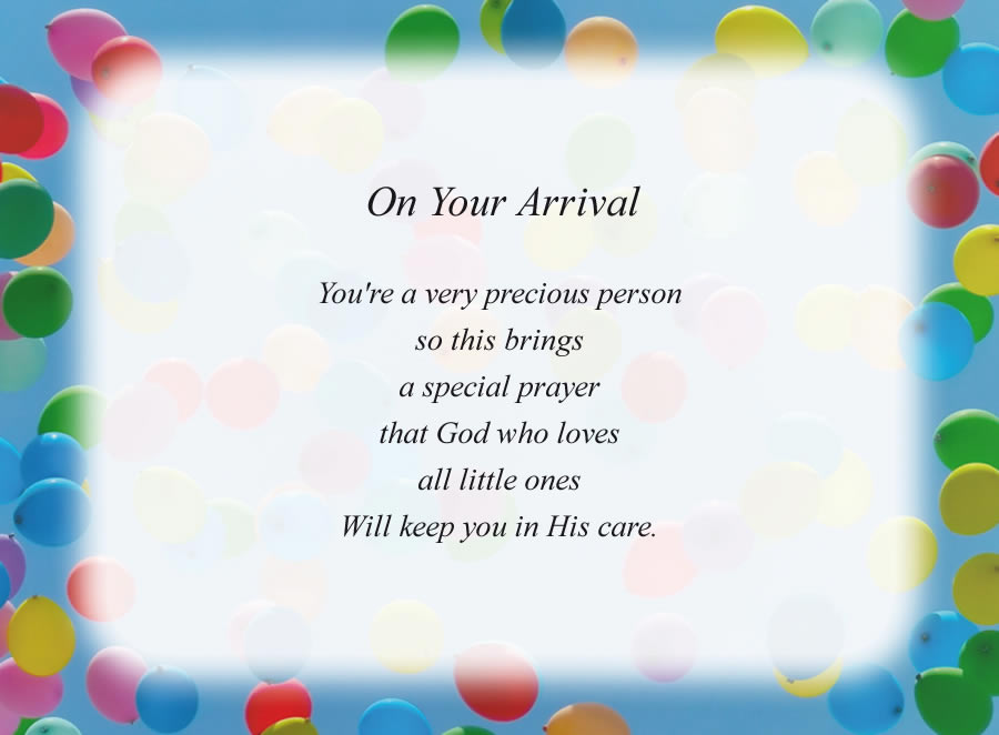 On Your Arrival poem with the Balloons background