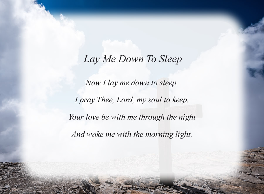 Lay Me Down To Sleep poem with the Cross and Clouds background