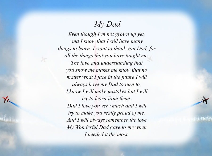 My Dad poem with the Planes background