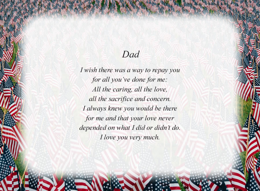 Dad(6) poem with the American Flags background