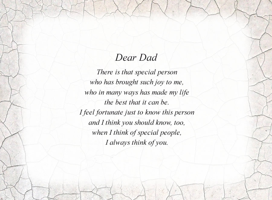 Dear Dad poem with the Crackle background