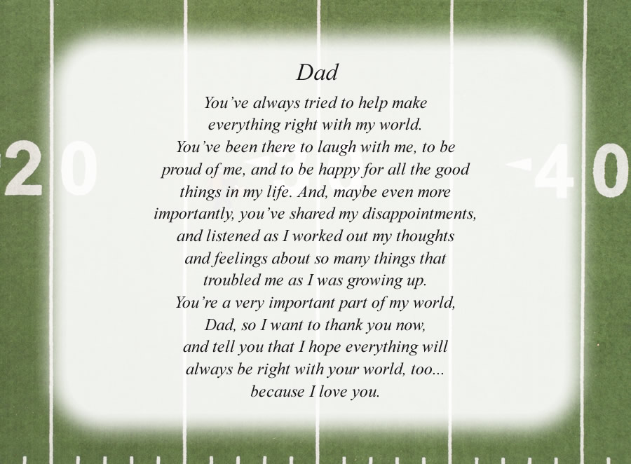 Dad(5) poem with the Football Field background