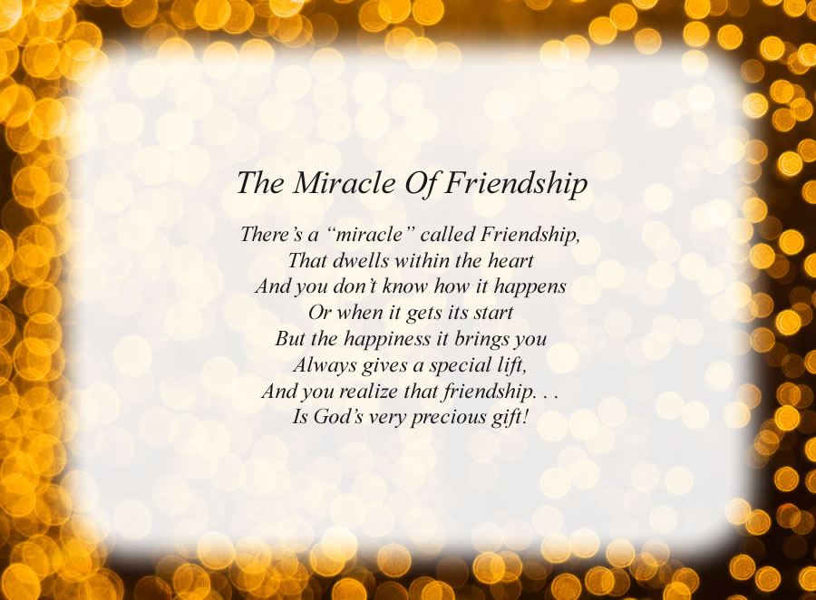 The Miracle of Friendship poem with the Lights background