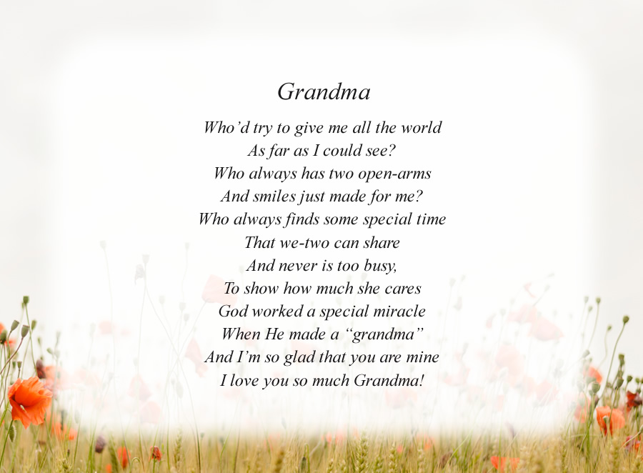 Grandma(2) poem with the Morning Flowers background