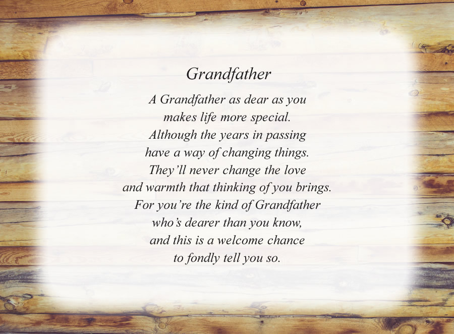 Grandfather poem with the Wood Wall background