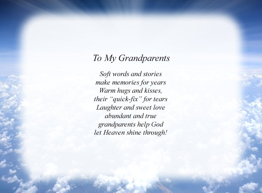 To My Grandparents poem with the Clouds and Rays background