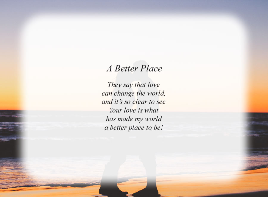 A Better Place poem with the Lovers background
