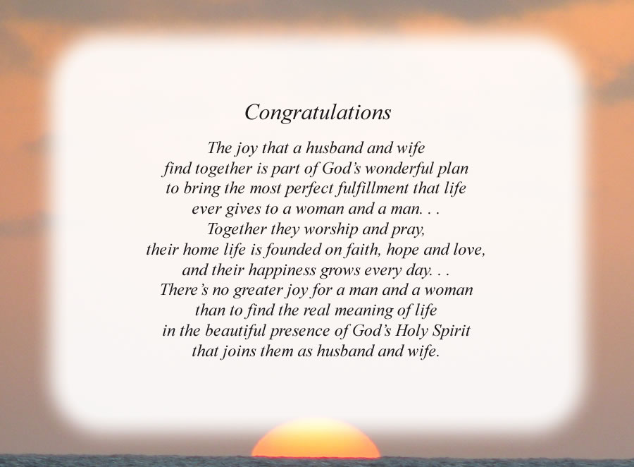Congratulations poem with the Sunset background