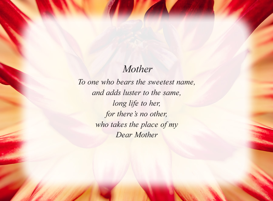 Mother(3) poem with the Red and White Flower background