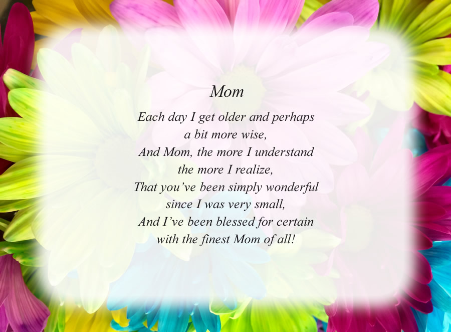 Mom(3) poem with the Flowers background