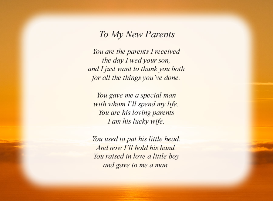 To My New Parents poem with the Sunrise background