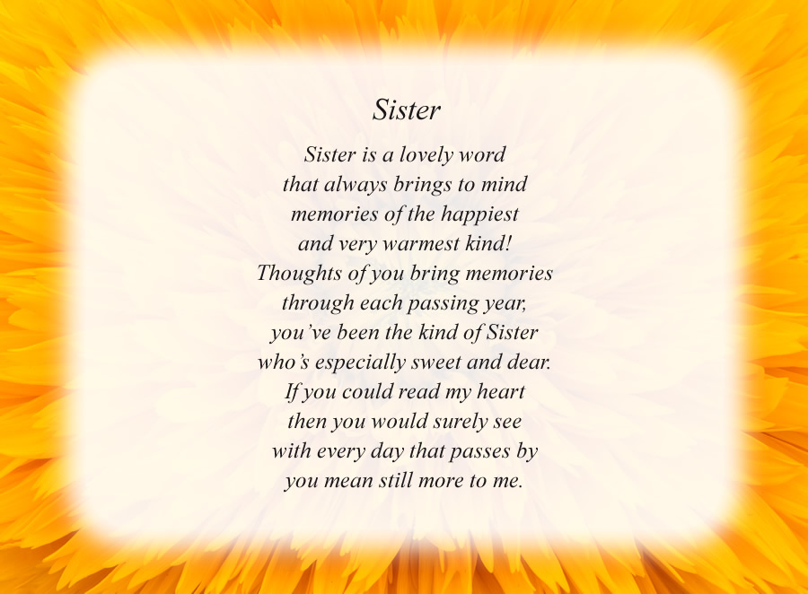 Sister poem with the Yellow Flower background